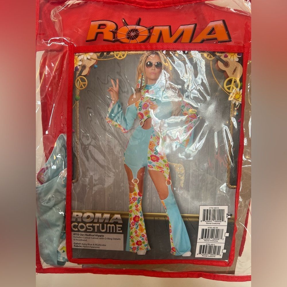 Roma Costume with Light Blue and Multicolor Accents